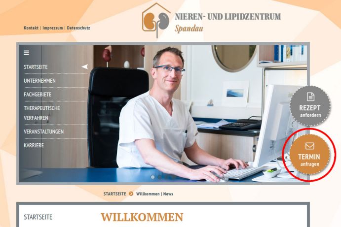 Auf unserer Webseite können Sie online einen Termin erfragen.